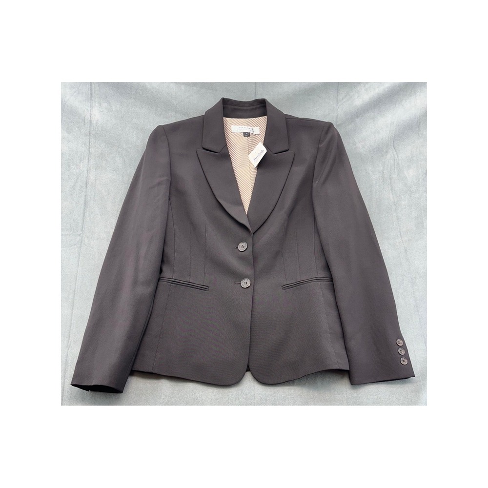 NEW Tahari Arthur S Levine Gray Two Button Blazer Suit Jacket Womens Size 6 FLAW